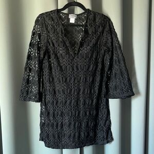 Jordan Taylor Black Bell Sleeve Lace cover up/ tunic